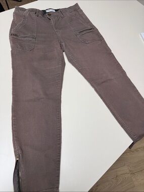 Knox Rose Mauve-Brown Skinny Jeans with Zip Hem